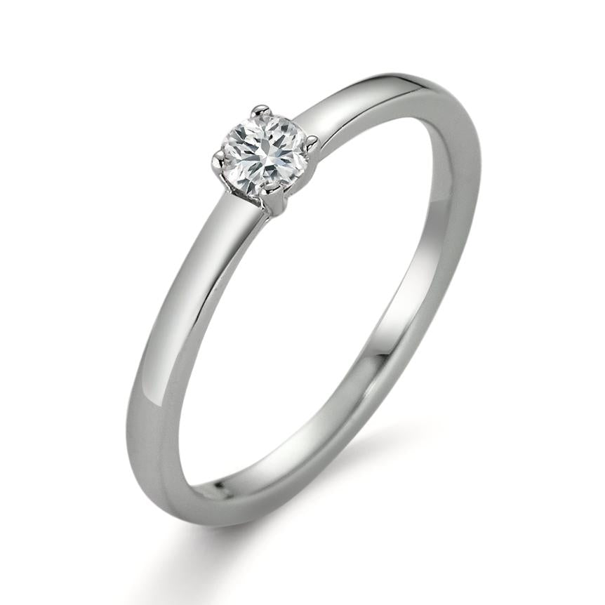 Solitär Ring 950 Platin Diamant weiss, 0.15 ct, Brillantschliff, w-si