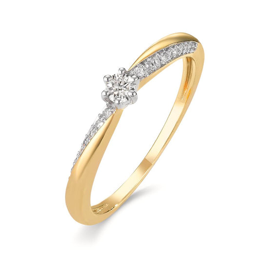 Solitär Ring 750/18 K Gelbgold Diamanten 0.15 ct, w-si