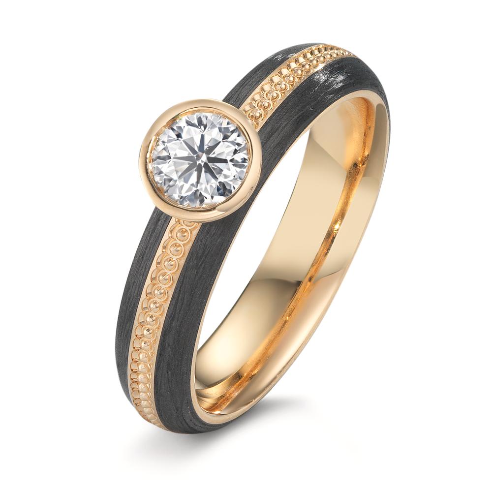 Solitär Ring 750/18 K Rosegold, Carbon Diamant 0.50 ct, w-si, GIA