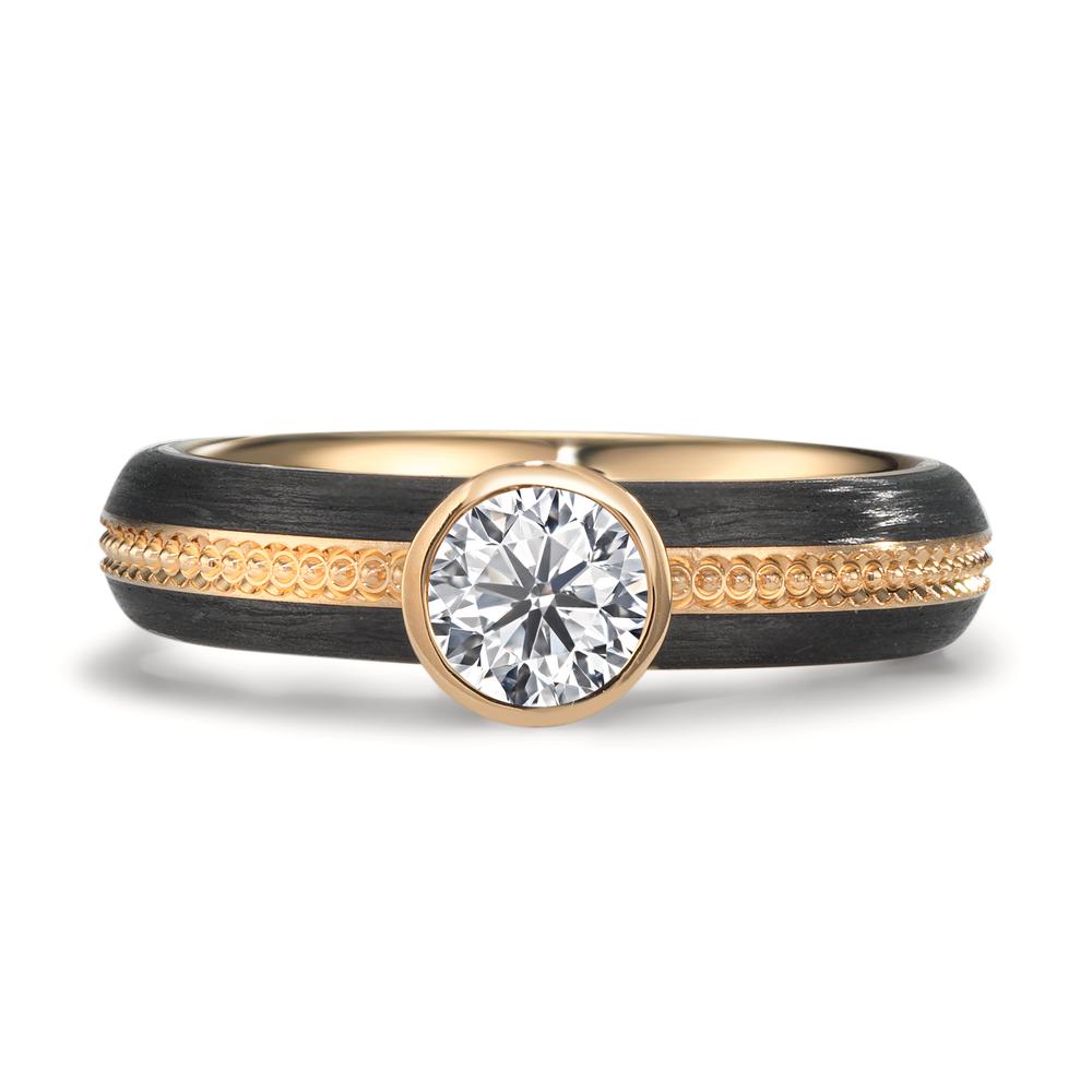 Solitär Ring 750/18 K Rosegold, Carbon Diamant 0.50 ct, w-si, GIA