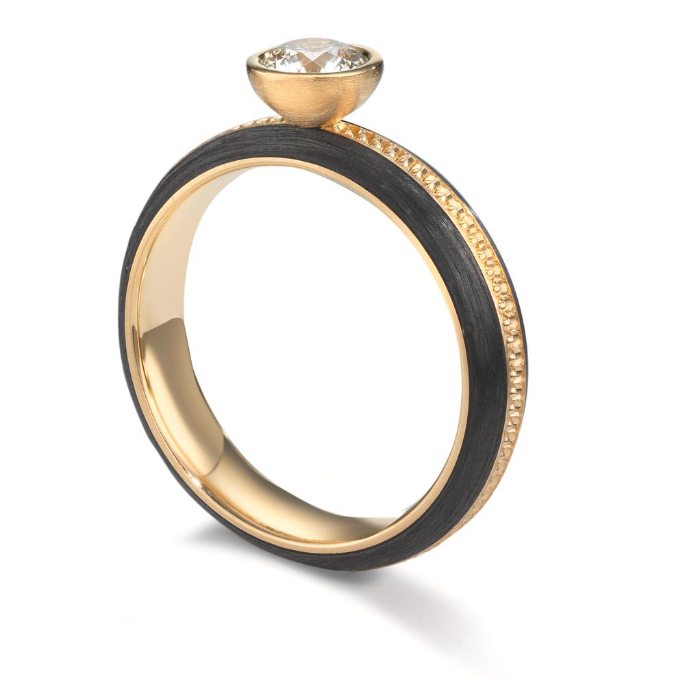 Solitär Ring 750/18 K Rosegold, Carbon Diamant 0.50 ct, w-si, GIA