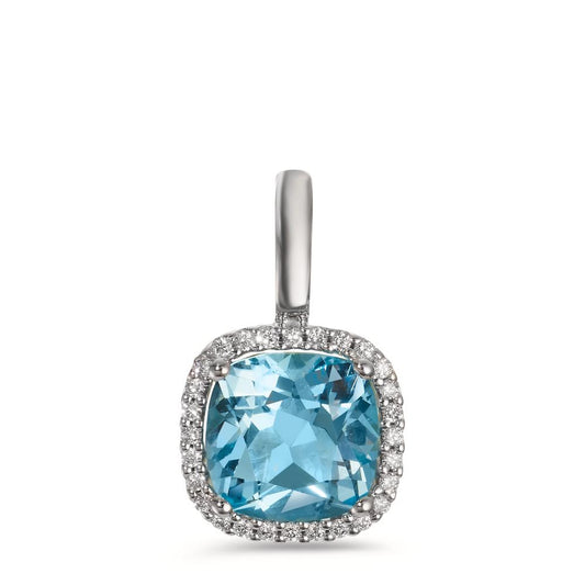 Anhänger 750/18 K Weissgold Diamanten 0.14 ct, w-si, Topas blau, 0.69 ct Ø11.5 mm
