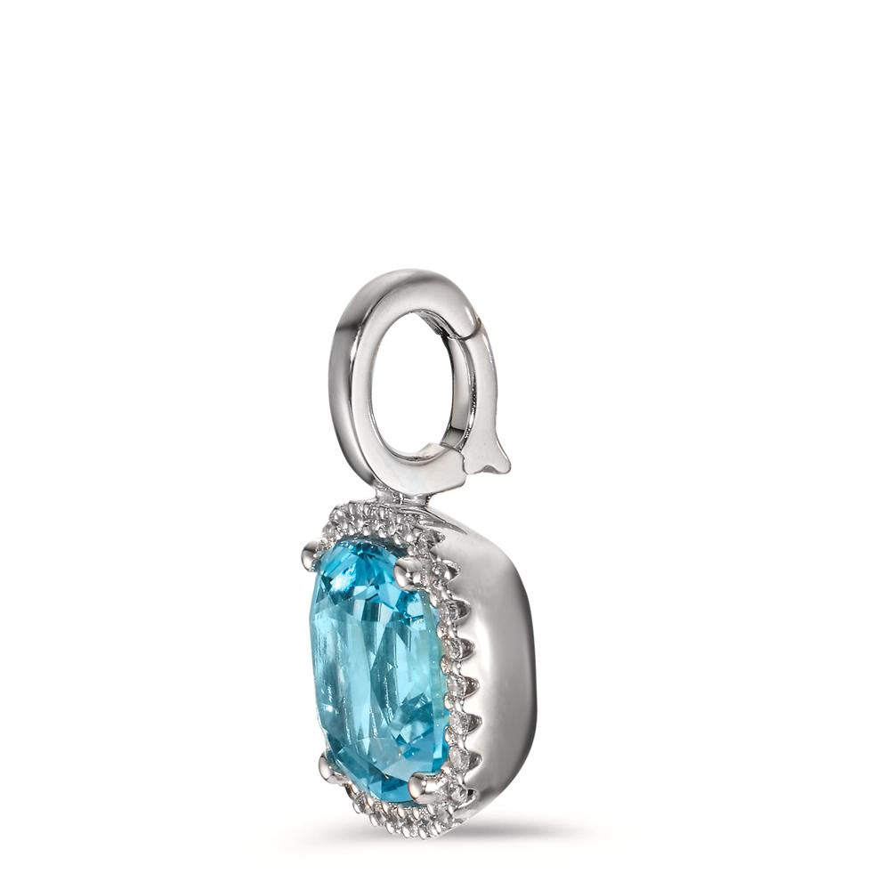 Anhänger 750/18 K Weissgold Diamanten 0.14 ct, w-si, Topas blau, 0.69 ct Ø11.5 mm
