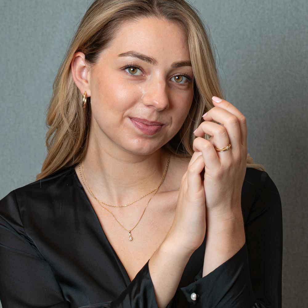 Beisteckring 750/18 K Gelbgold Diamant 0.05 ct, w-si