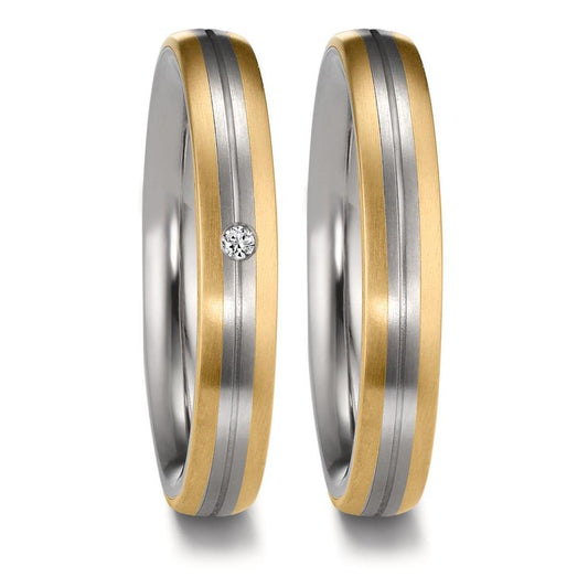 Ehering Zirkonium, 750/18 K Gelbgold