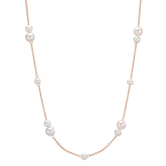 Collier 750/18 K Rotgold Süsswasserzuchtperle, 52 Perlen 3-5 mm 90 cm