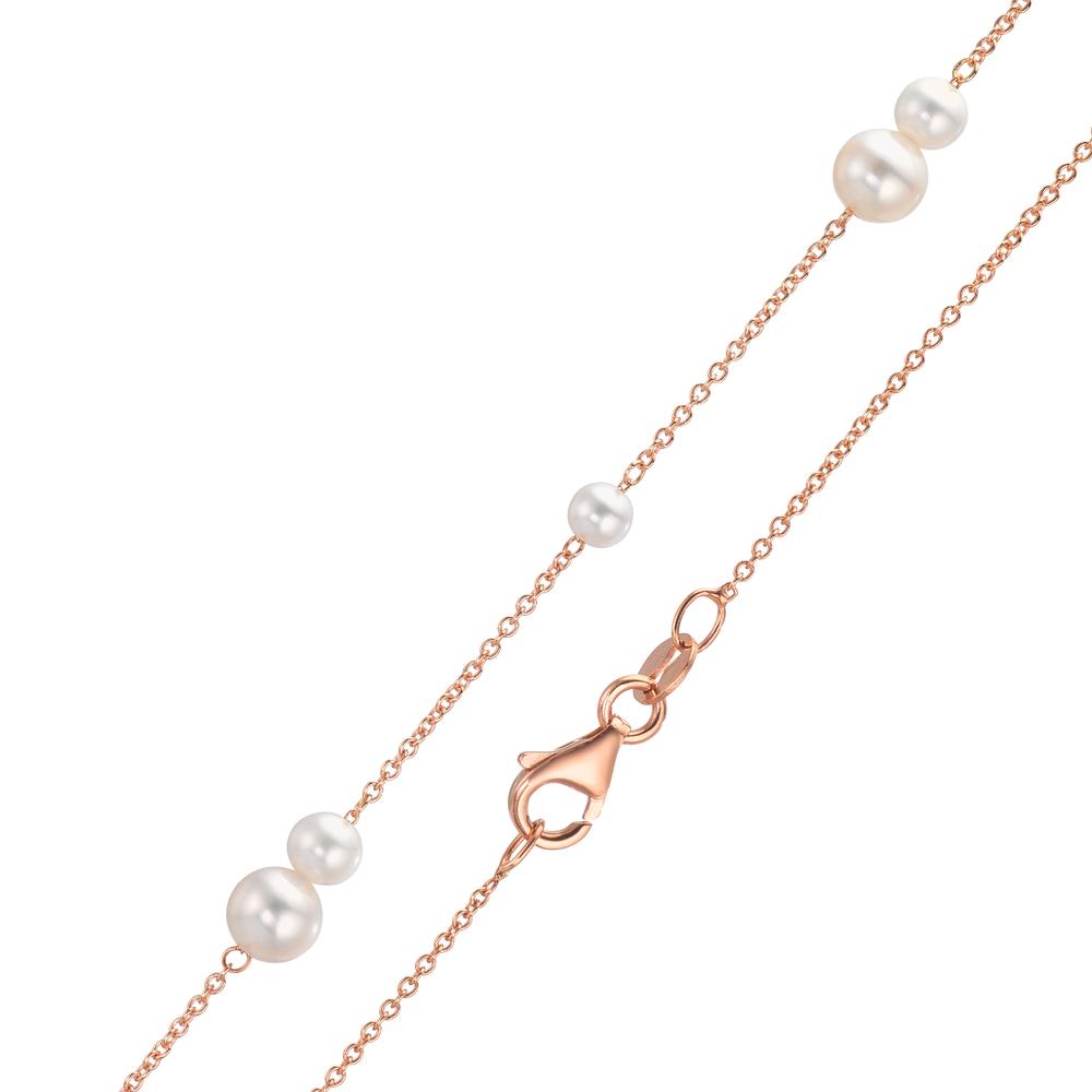 Collier 750/18 K Rotgold Süsswasserzuchtperle, 52 Perlen 3-5 mm 90 cm
