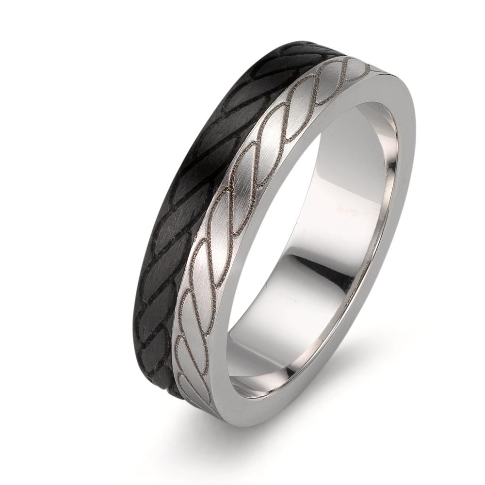 Fingerring 585/14 K Weissgold, Carbon