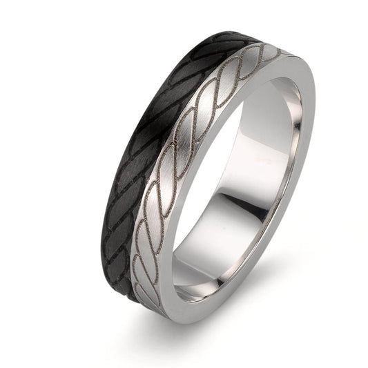 Fingerring 585/14 K Weissgold, Carbon