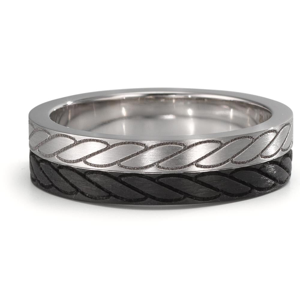 Fingerring 585/14 K Weissgold, Carbon