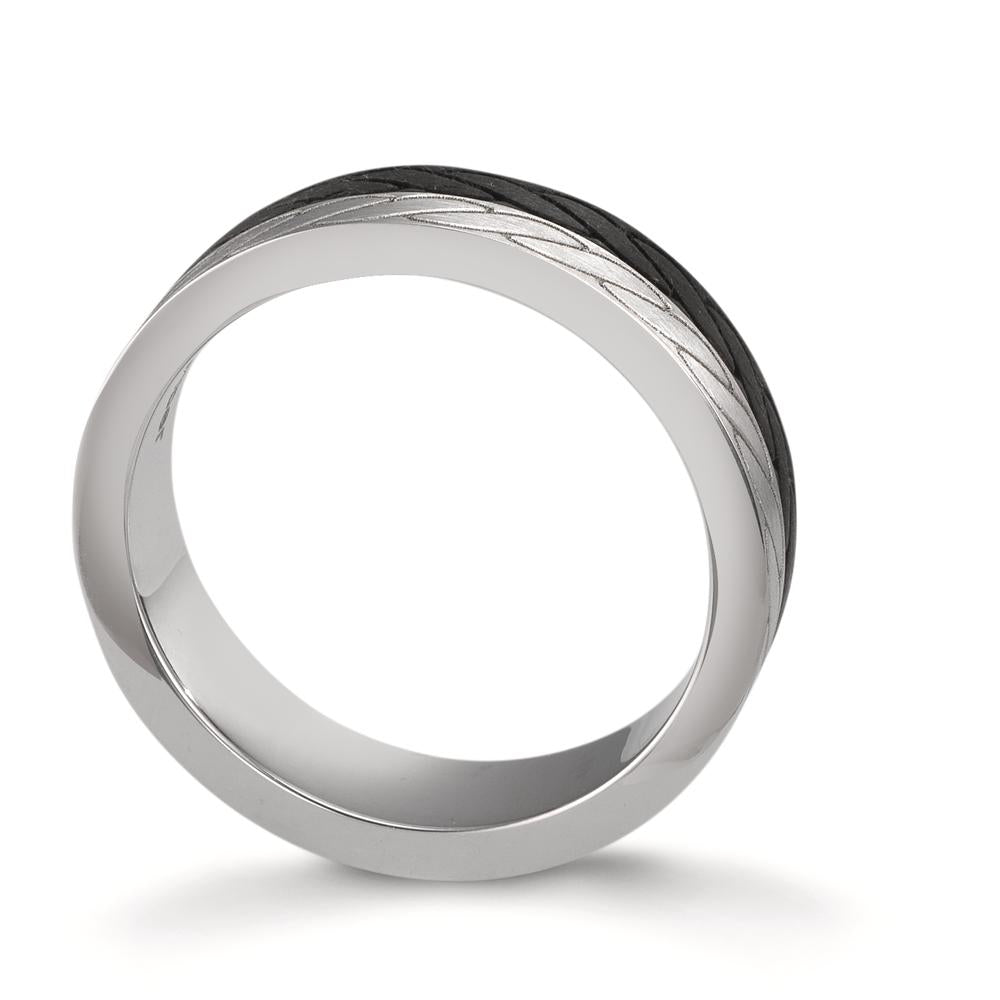 Fingerring 585/14 K Weissgold, Carbon