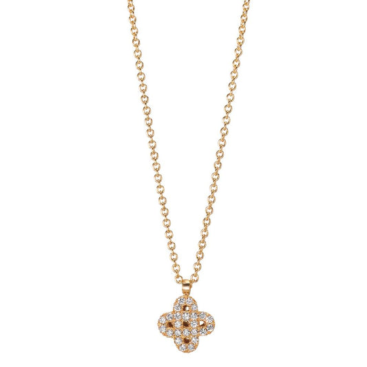 Collier 750/18 K Gelbgold Diamanten 0.07 ct, w-si Blume 39-42 cm verstellbar