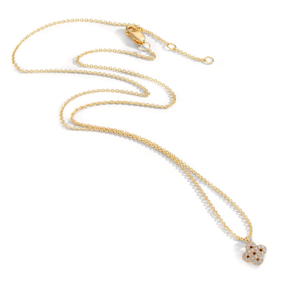 Collier 750/18 K Gelbgold Diamanten 0.07 ct, w-si Blume 39-42 cm verstellbar
