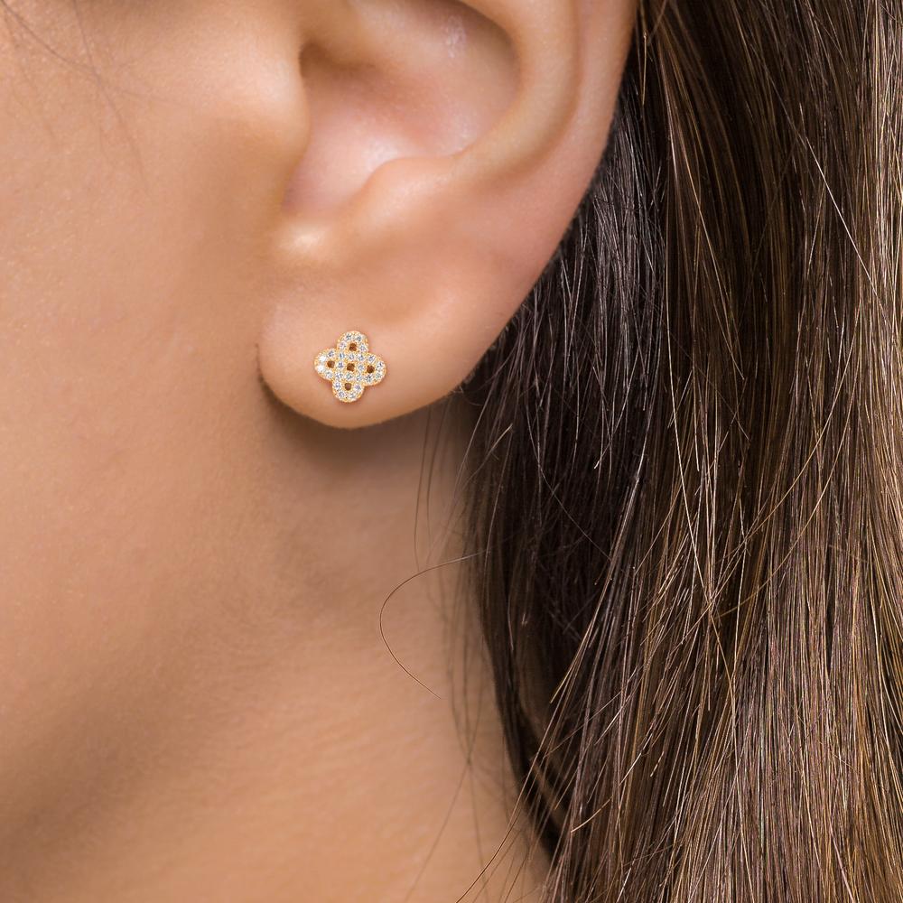 Ohrstecker 750/18 K Gelbgold Diamanten 0.14 ct, w-si Ø6 mm