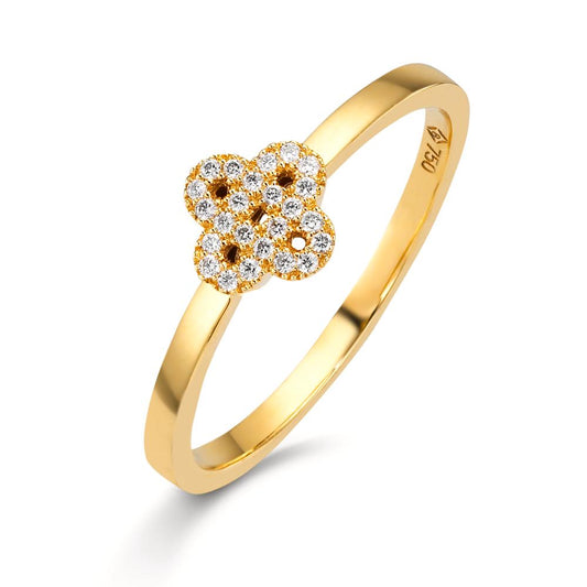 Fingerring 750/18 K Gelbgold Diamanten 0.07 ct, w-si Blume