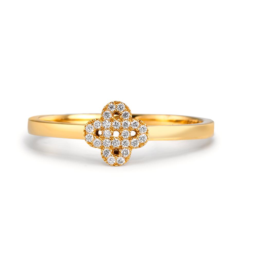 Fingerring 750/18 K Gelbgold Diamanten 0.07 ct, w-si Blume