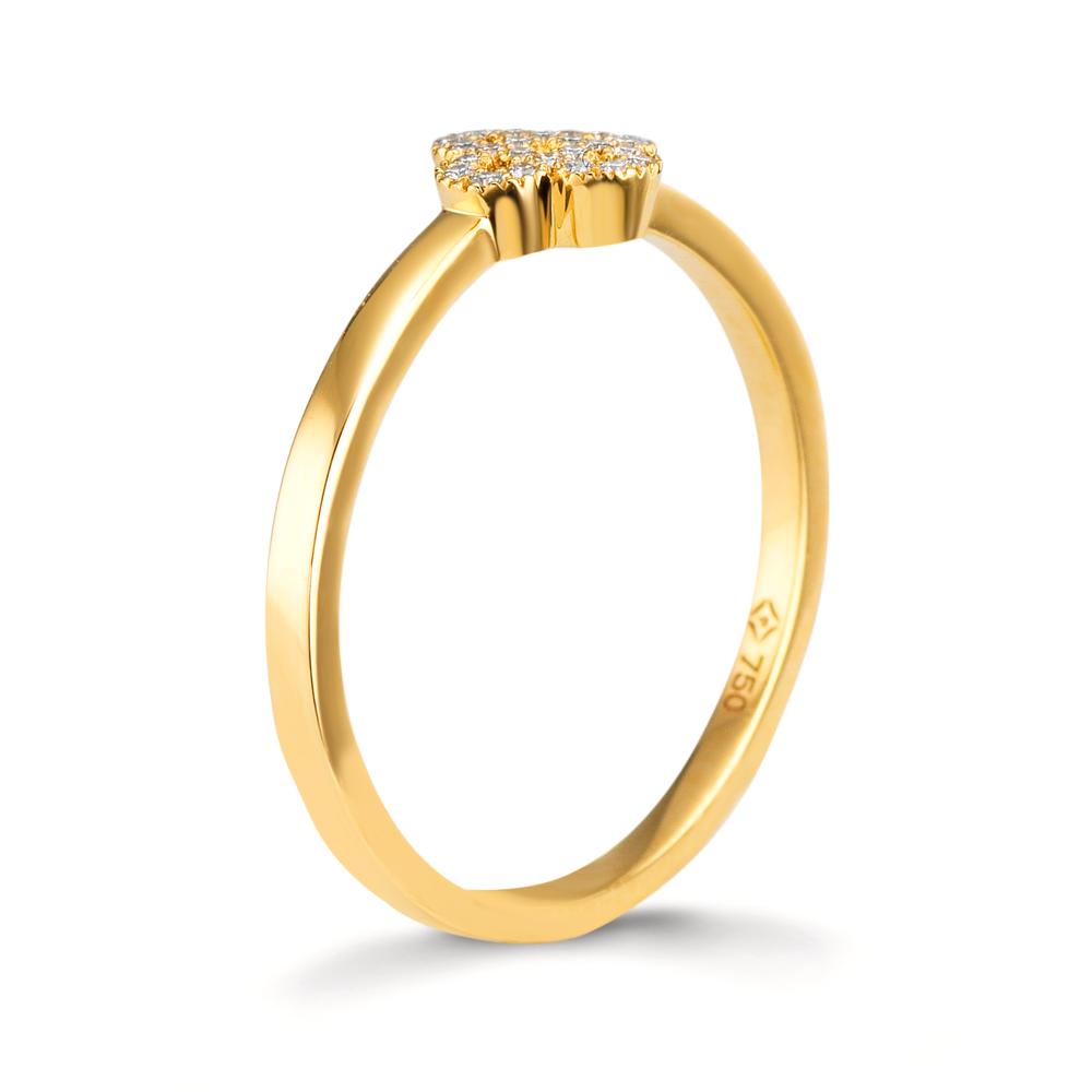 Fingerring 750/18 K Gelbgold Diamanten 0.07 ct, w-si Blume