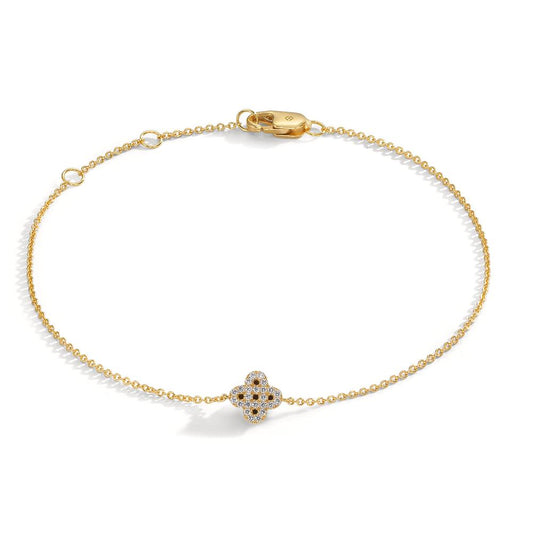 Armband 750/18 K Gelbgold Diamanten 0.07 ct, w-si Blume 15-18 cm verstellbar