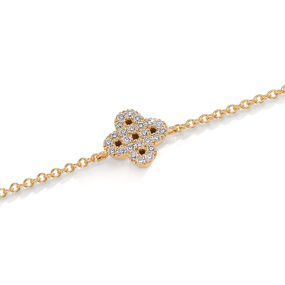 Armband 750/18 K Gelbgold Diamanten 0.07 ct, w-si Blume 15-18 cm verstellbar