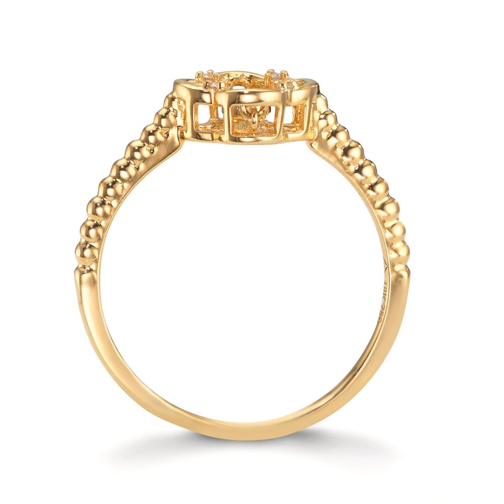 Fingerring 750/18 K Gelbgold Diamant 0.04 ct, 5 Steine, w-si Blume Ø8 mm