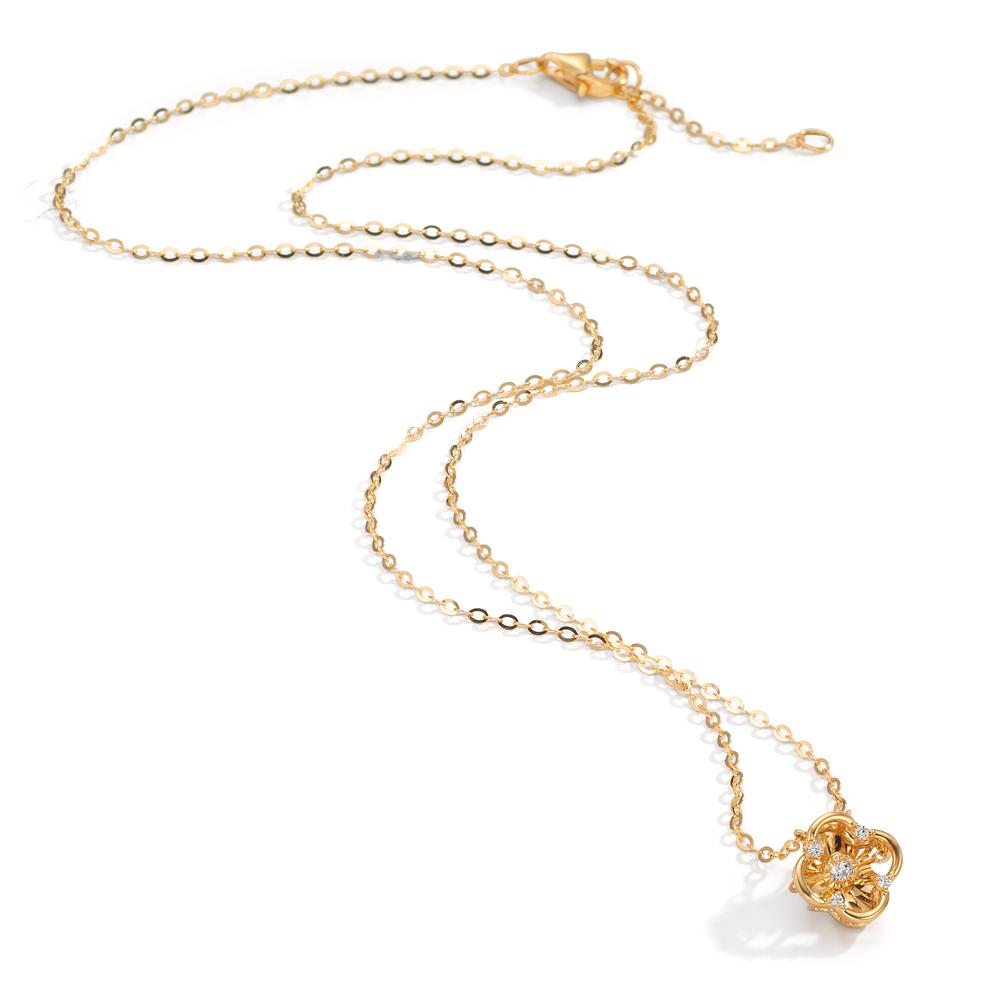 Collier 750/18 K Gelbgold Diamant 0.04 ct, 5 Steine, w-si Blume 40-42 cm verstellbar