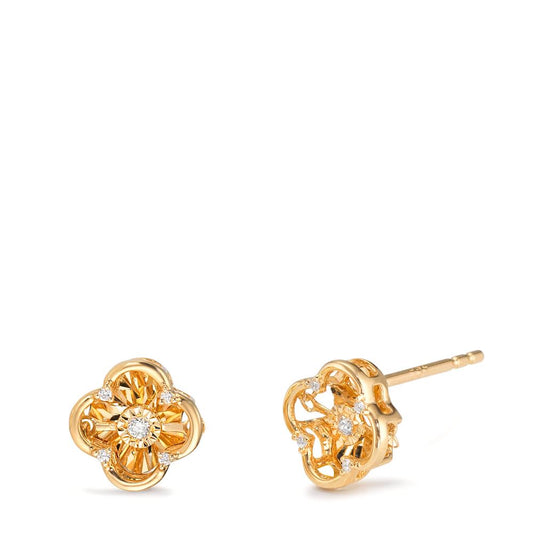 Ohrstecker 750/18 K Gelbgold Diamant 0.05 ct, 10 Steine, w-si Ø8 mm
