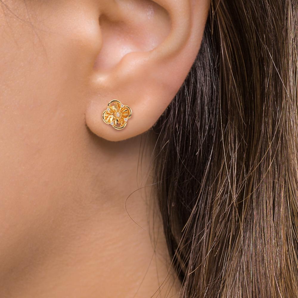 Ohrstecker 750/18 K Gelbgold Diamant 0.05 ct, 10 Steine, w-si Ø8 mm