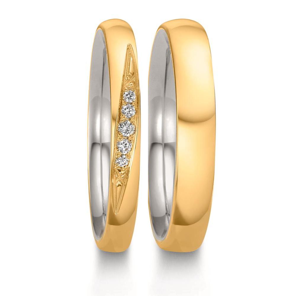 Ehering 750/18 K Gelbgold, 950 Platin