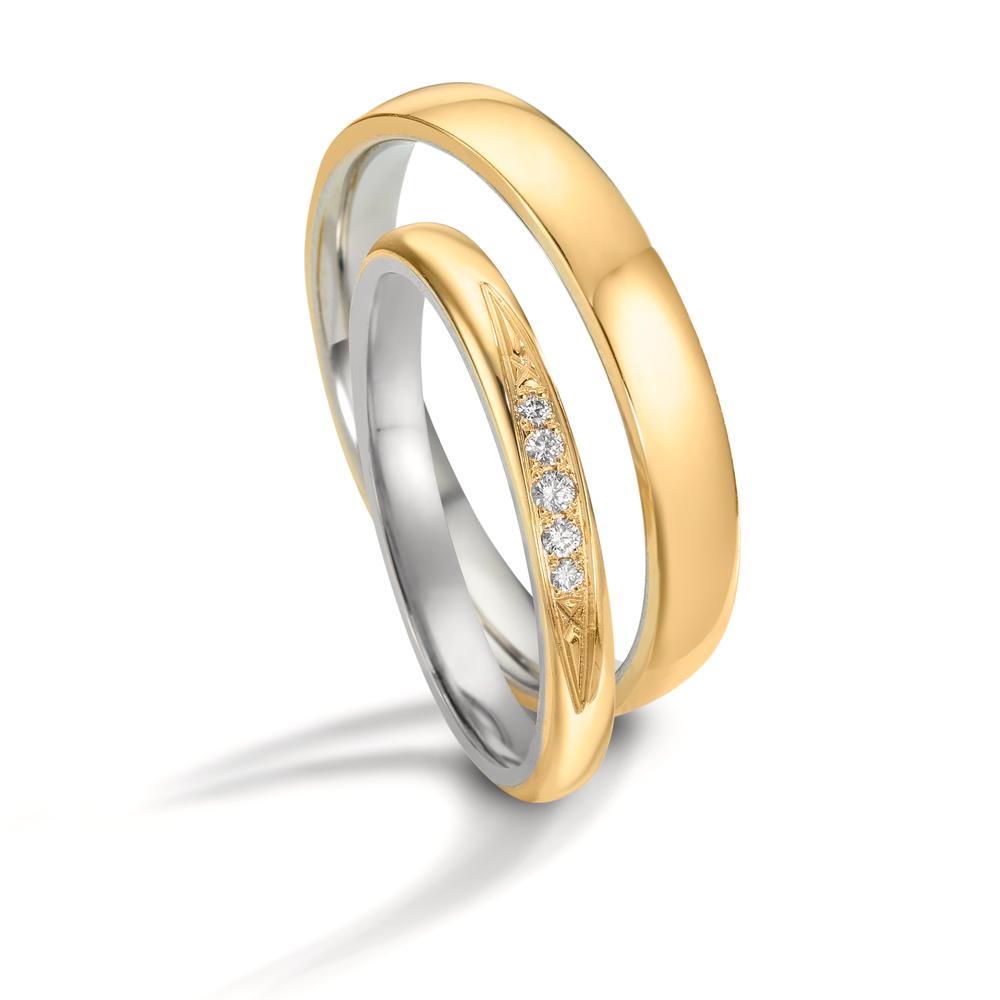 Ehering 750/18 K Gelbgold, 950 Platin