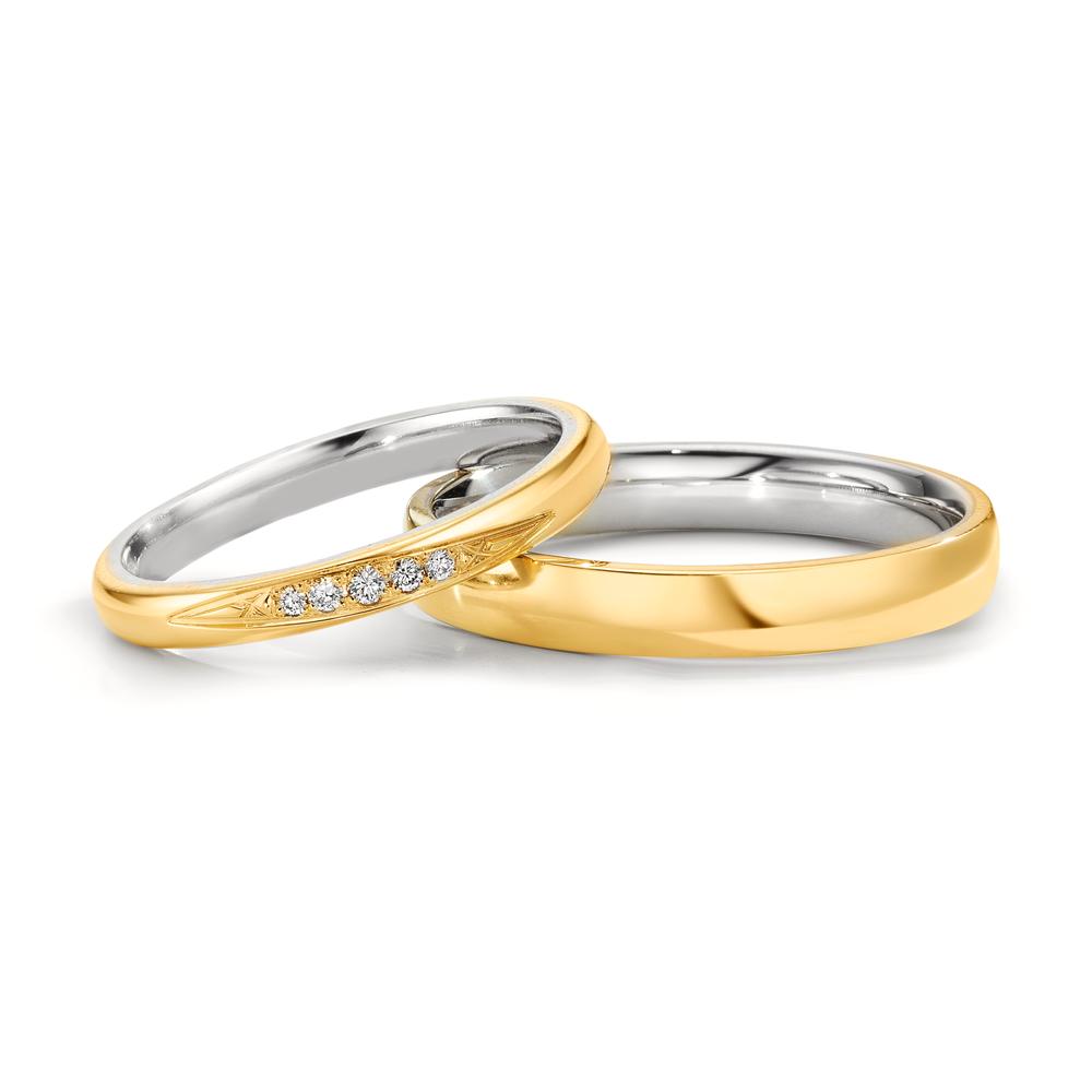 Ehering 750/18 K Gelbgold, 950 Platin