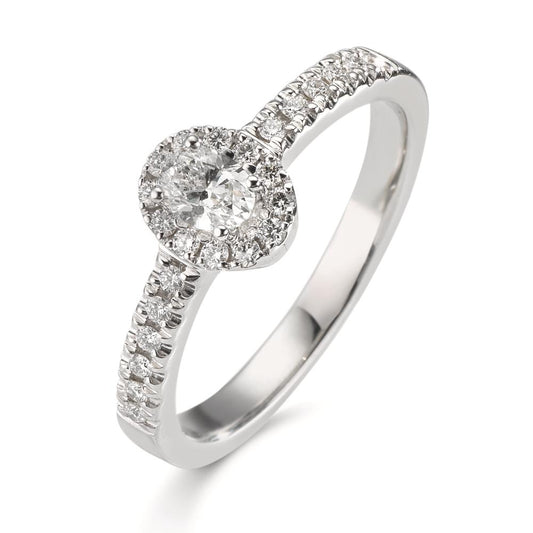 Fingerring 750/18 K Weissgold Diamanten 0.37 ct, w-si