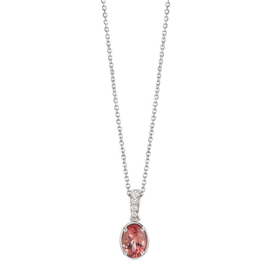 Collier 750/18 K Weissgold Diamanten 0.04 ct, w-si, Turmalin pink, 0.75 ct 39-42 cm verstellbar