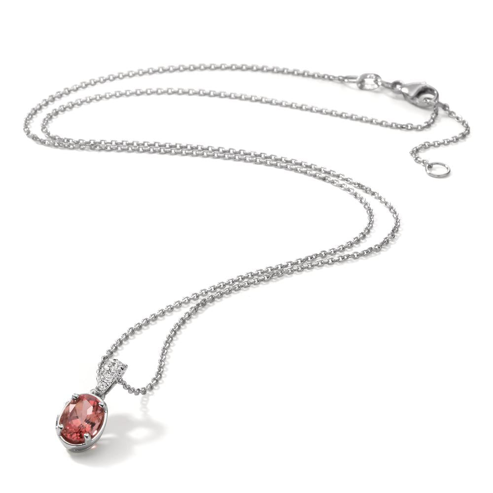 Collier 750/18 K Weissgold Diamanten 0.04 ct, w-si, Turmalin pink, 0.75 ct 39-42 cm verstellbar
