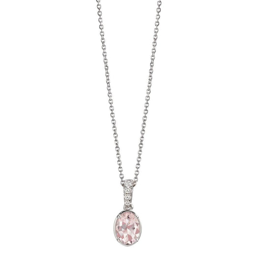 Collier 750/18 K Weissgold Diamanten 0.04 ct, w-si, Morganit pink, 0.65 ct 39 cm