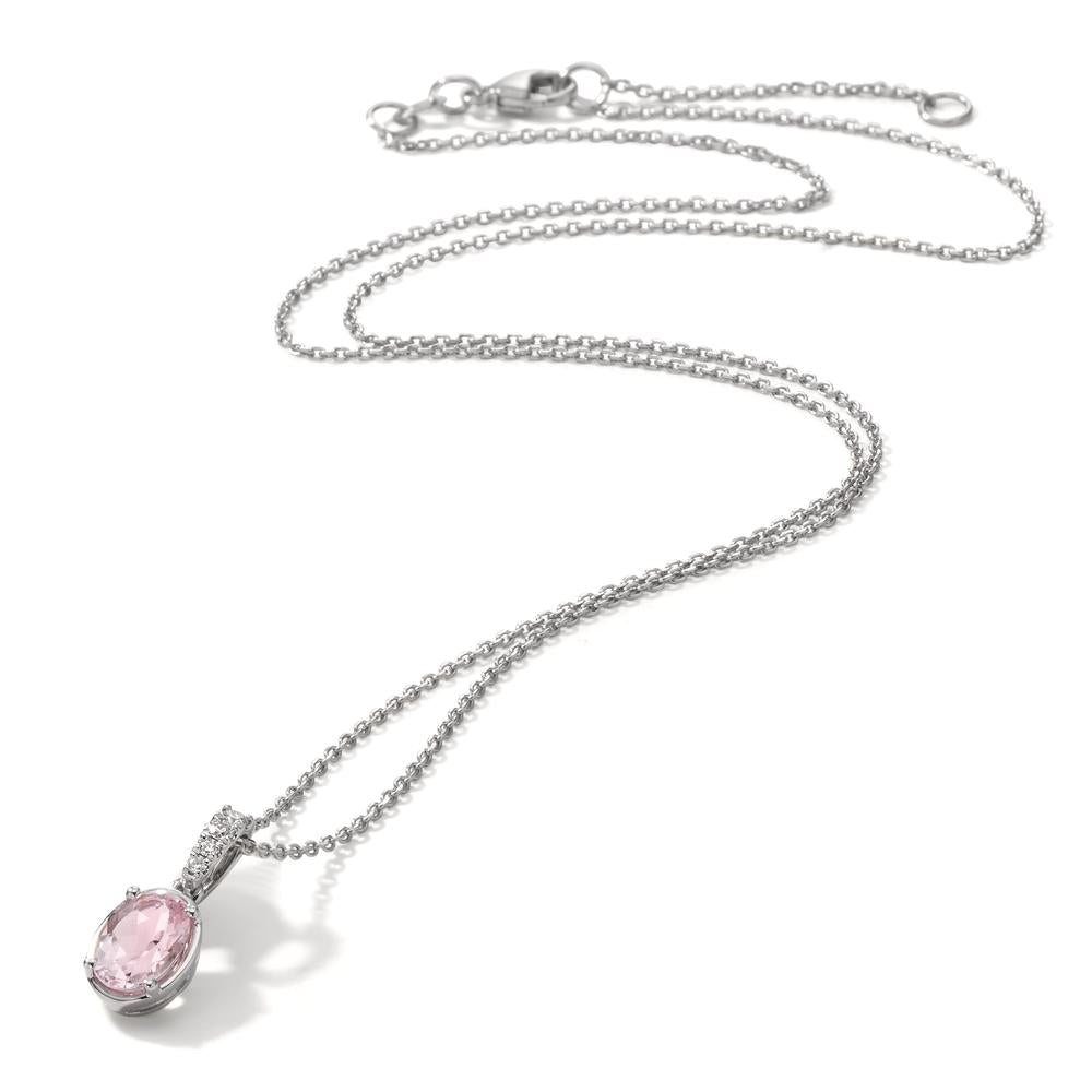 Collier 750/18 K Weissgold Diamanten 0.04 ct, w-si, Morganit pink, 0.65 ct 39 cm