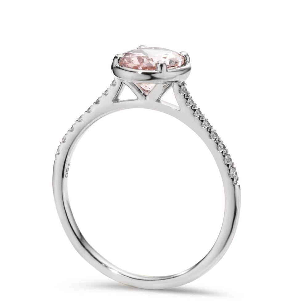 Fingerring 750/18 K Weissgold Diamant 0.10 ct, 16 Steine, w-si, Morganit pink, 1 ct