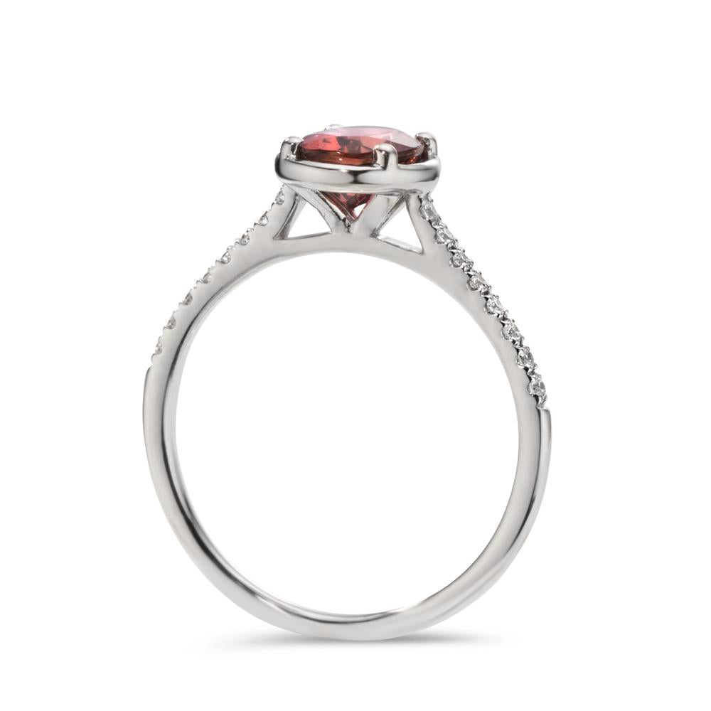 Fingerring 750/18 K Weissgold Diamant 0.10 ct, 16 Steine, w-si, Turmalin pink, 1.50 ct