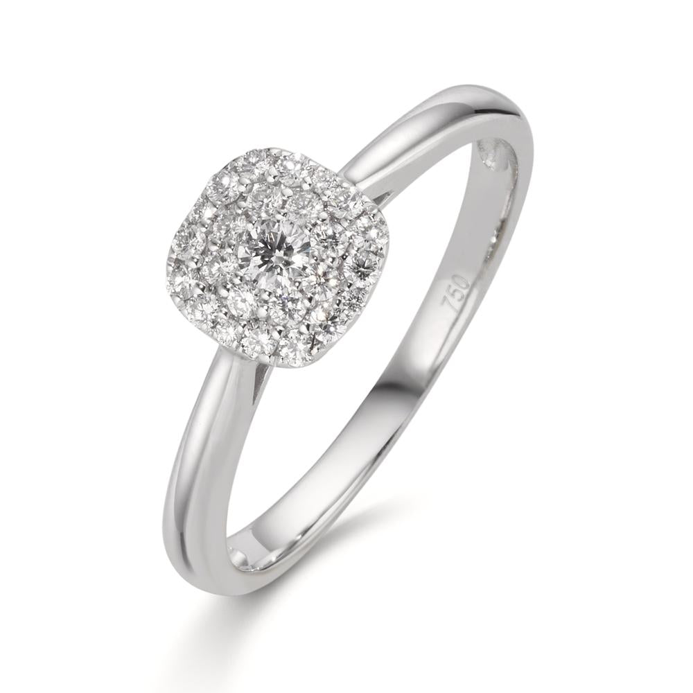 Fingerring 750/18 K Weissgold Diamant 0.23 ct, 25 Steine, w-si