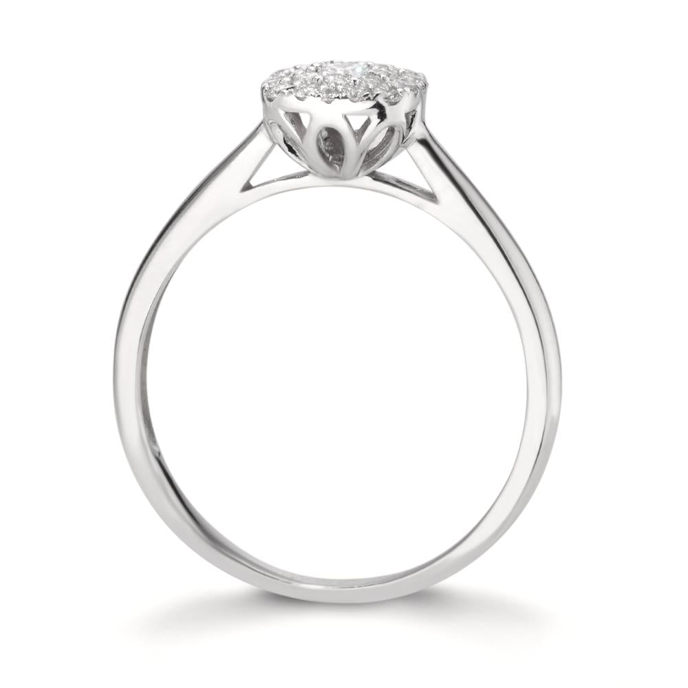 Fingerring 750/18 K Weissgold Diamant 0.23 ct, 25 Steine, w-si