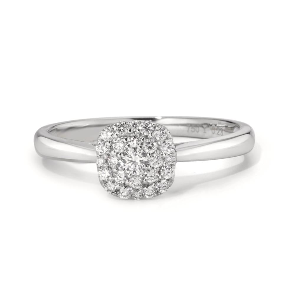 Fingerring 750/18 K Weissgold Diamant 0.23 ct, 25 Steine, w-si
