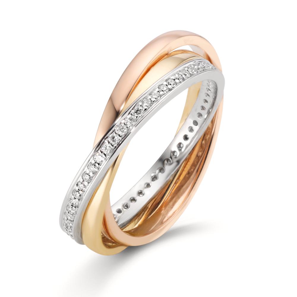 Fingerring 750/18 K Weissgold, 750/18 K Gelbgold, 750/18 K Rotgold Diamanten 0.24 ct, w-si