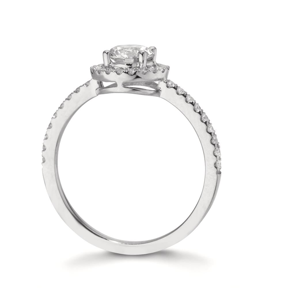 Fingerring 750/18 K Weissgold Diamanten 0.70 ct, tw-si, GIA, Diamanten 0.25 ct, w-si
