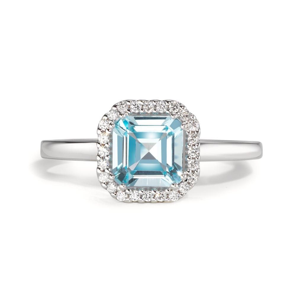 Fingerring 750/18 K Weissgold Diamanten 0.09 ct, w-si, Topas