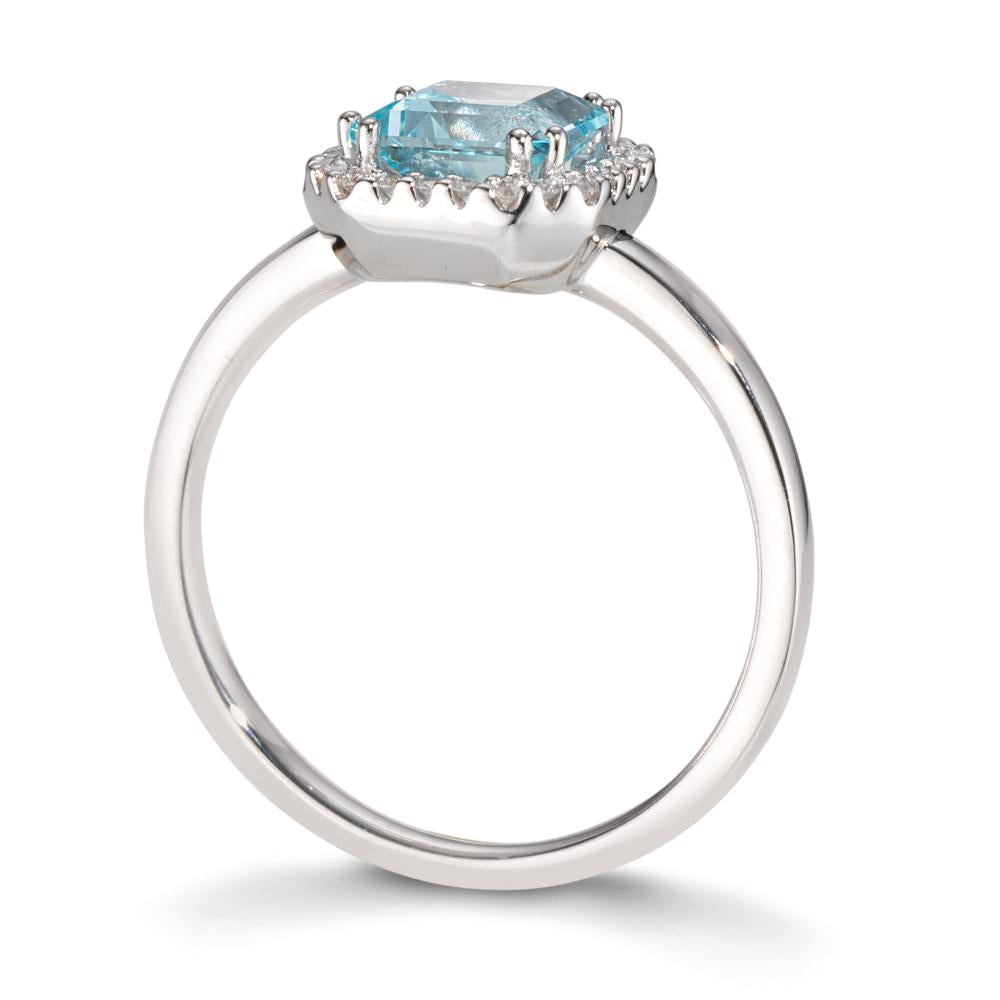 Fingerring 750/18 K Weissgold Diamanten 0.09 ct, w-si, Topas