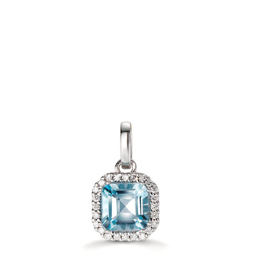 Anhänger 750/18 K Weissgold Diamanten 0.09 ct, w-si, Topas Ø8.8 mm