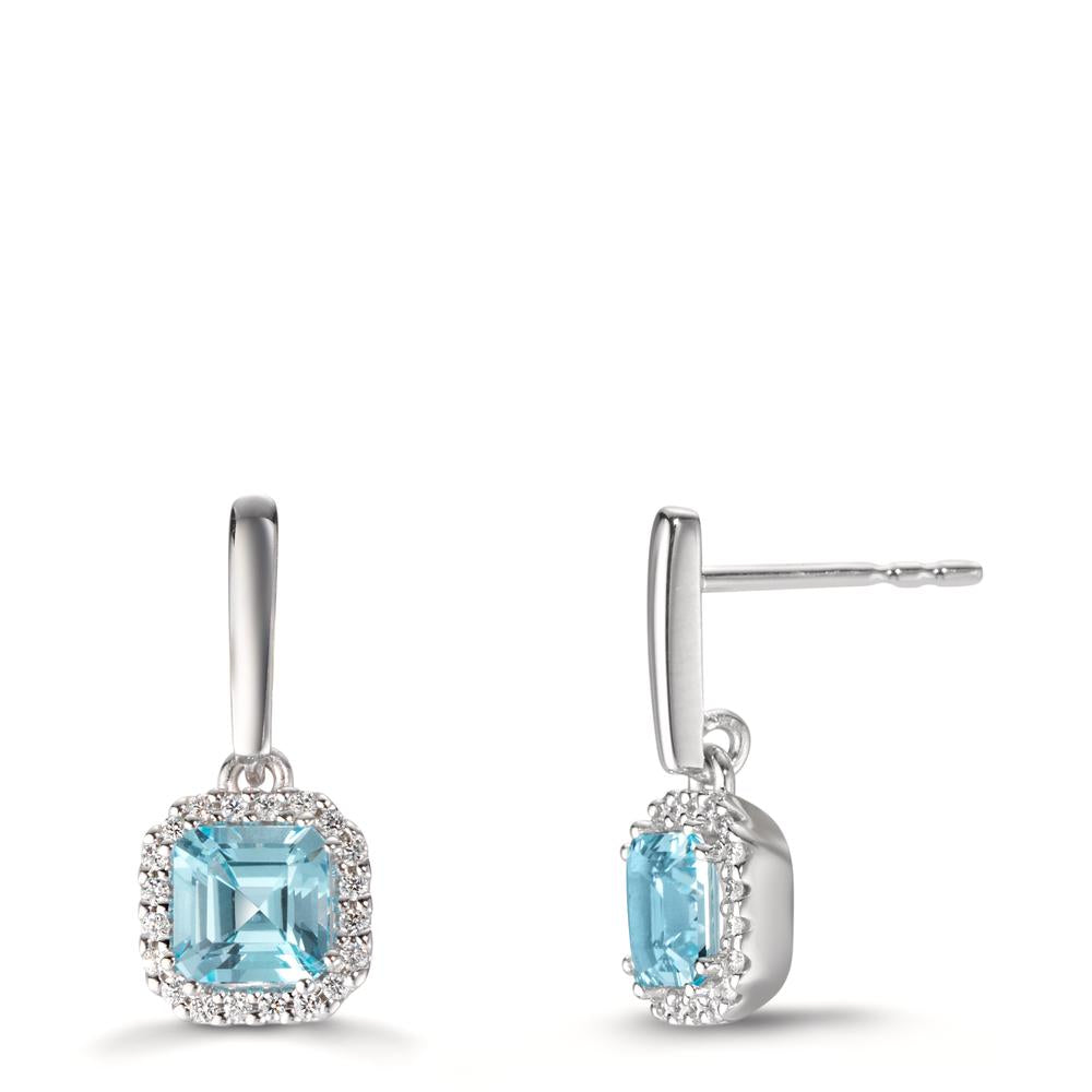 Ohrhänger 750/18 K Weissgold Diamanten 0.13 ct, w-si, Topas 2 Steine