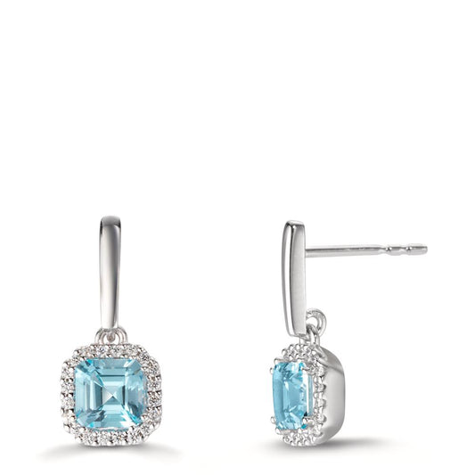 Ohrhänger 750/18 K Weissgold Diamanten 0.13 ct, w-si, Topas 2 Steine