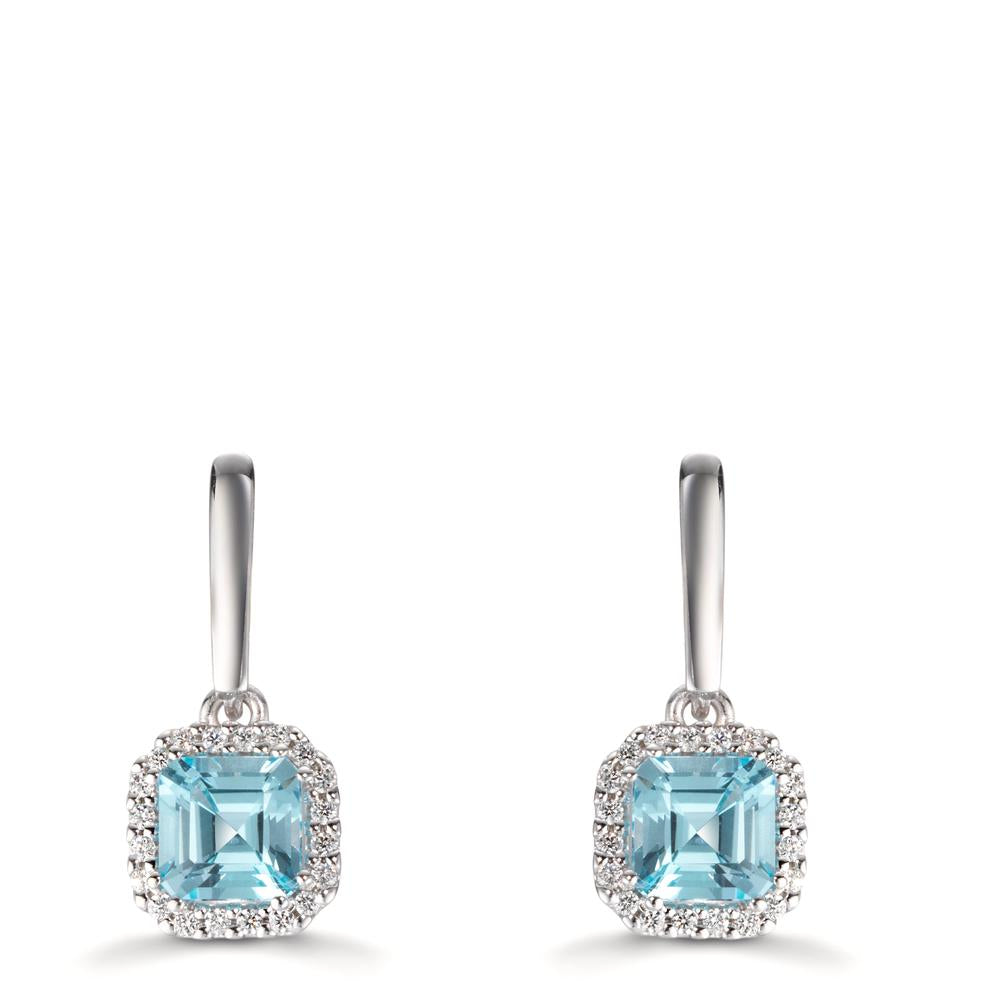 Ohrhänger 750/18 K Weissgold Diamanten 0.13 ct, w-si, Topas 2 Steine