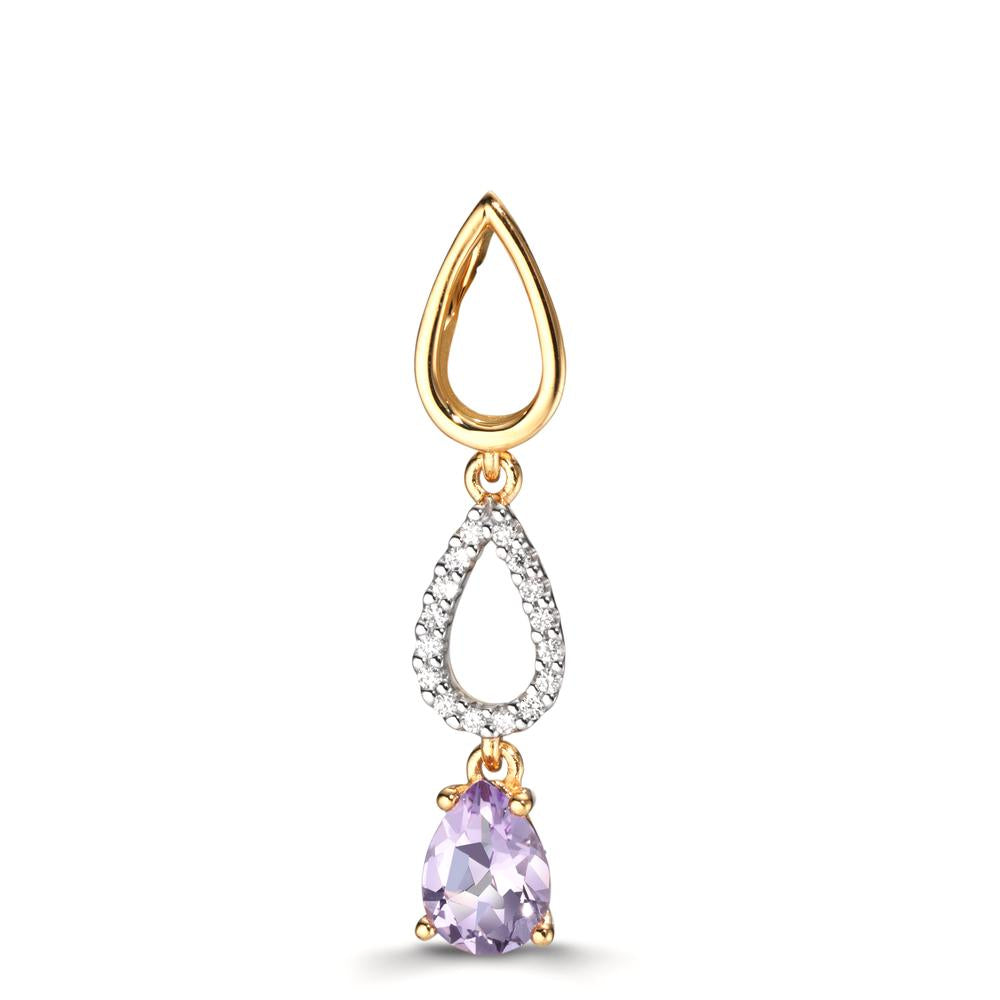 Anhänger 750/18 K Gelbgold Diamant 0.07 ct, 16 Steine, w-si, Amethyst