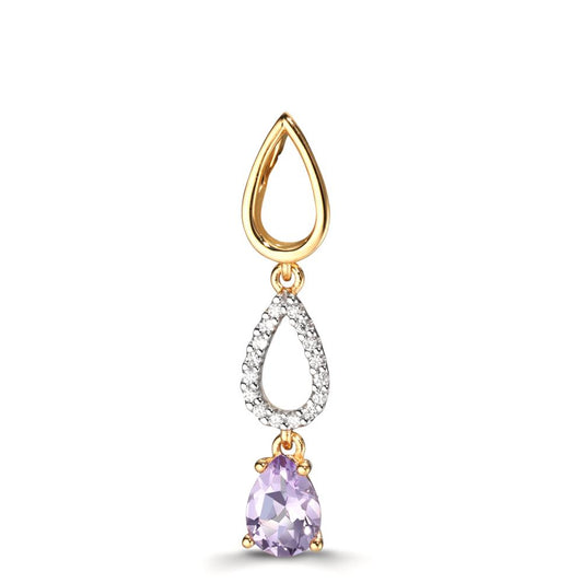 Anhänger 750/18 K Gelbgold Diamant 0.07 ct, 16 Steine, w-si, Amethyst